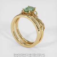 1.15 Ct. Green Sapphire Ring, 18K Yellow Gold 2