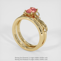 1.06 Ct. Padparadscha Sapphire Ring, 18K Yellow Gold 2