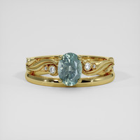 1.39 Ct. Bluish Green Sapphire Ring, 18K Yellow Gold 1