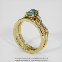 1.39 Ct. Bluish Green Sapphire Ring, 18K Yellow Gold 2