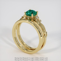 0.83 Ct. Emerald Ring, 18K Yellow Gold 2