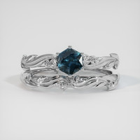 0.84 Ct. Greenish Blue Sapphire Ring, Platinum 950 1