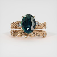 3.50 Ct. Bluish Green Sapphire Ring, 14K Rose Gold 1