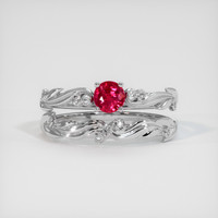 0.39 Ct. Pinkish Red Ruby Ring, 10K White Gold 1