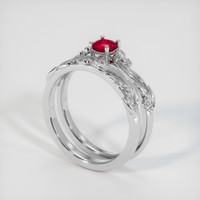 0.39 Ct. Pinkish Red Ruby Ring, 10K White Gold 2