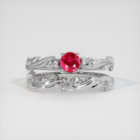 0.44 Ct. Pinkish Red Ruby Ring, 10K White Gold 1
