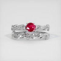 0.31 Ct. Pinkish Red Ruby Ring, 10K White Gold 1