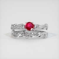 0.31 Ct. Pinkish Red Ruby Ring, 10K White Gold 1