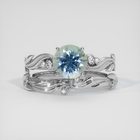 2.30 Ct. Greenish Blue Sapphire Ring, 10K White Gold 1
