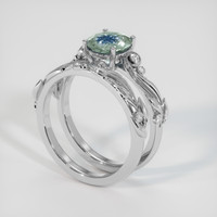 2.30 Ct. Greenish Blue Sapphire Ring, 10K White Gold 2