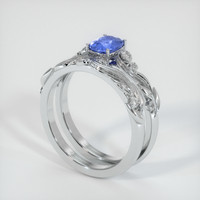 0.75 Ct. Blue Sapphire Ring, 14K White Gold 2