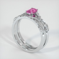 0.68 Ct. Pink Sapphire Ring, 14K White Gold 2