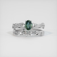 0.62 Ct. Bluish Green Sapphire Ring, 14K White Gold 1