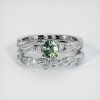 0.44 Ct. Green Sapphire Ring, 14K White Gold 1