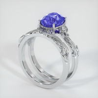 3.30 Ct. Blue Sapphire Ring, 18K White Gold 2