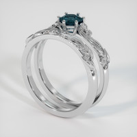 0.84 Ct. Greenish Blue Sapphire Ring, 18K White Gold 2
