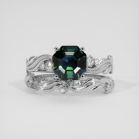 2.57 Ct. Bluish Green Sapphire Ring, 18K White Gold 1