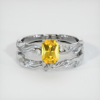 0.94 Ct. Yellow Sapphire Ring, 18K White Gold 1