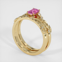 0.68 Ct. Pink Sapphire Ring, 14K Yellow Gold 2