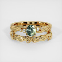 0.44 Ct. Green Sapphire Ring, 14K Yellow Gold 1