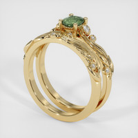 0.44 Ct. Green Sapphire Ring, 14K Yellow Gold 2