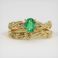 0.57 Ct. Emerald Ring, 18K Yellow Gold 1