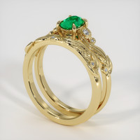 0.57 Ct. Emerald Ring, 18K Yellow Gold 2