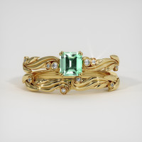 0.62 Ct. Emerald Ring, 18K Yellow Gold 1