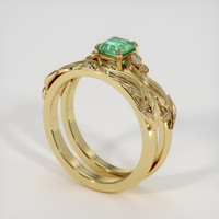 0.62 Ct. Emerald Ring, 18K Yellow Gold 2