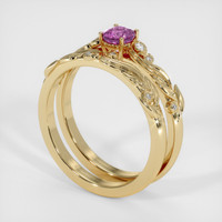 0.47 Ct. Pink Sapphire Ring, 18K Yellow Gold 2
