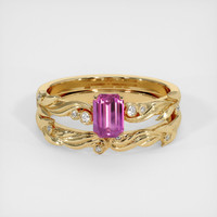 0.68 Ct. Pink Sapphire Ring, 18K Yellow Gold 1