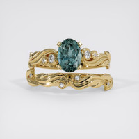 1.44 Ct. Greenish Blue Sapphire Ring, 18K Yellow Gold 1
