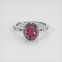 4.20 Ct. Purplish Pink Garnet Ring, Silver 1
