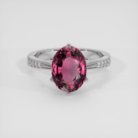 3.42 Ct. Purplish Pink Rhodolite Garnet Ring, 14K White Gold 1
