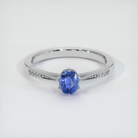 0.40 Ct. Blue Sapphire Ring, 18K White Gold 1