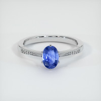 0.90 Ct. Blue Sapphire Ring, 18K White Gold 1