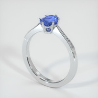 0.90 Ct. Blue Sapphire Ring, 18K White Gold 2