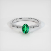 Pave Emerald Ring 0.48 Ct., 18K White Gold Preview