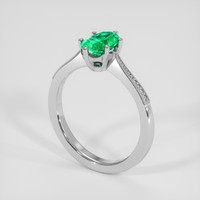0.80 Ct. Emerald Ring, 18K White Gold 2