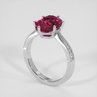 3.42 Ct. Purplish Pink Rhodolite Garnet Ring, 18K White Gold 2