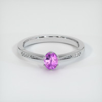 0.52 Ct. Pink Sapphire Ring, 18K White Gold 1