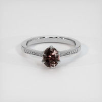 0.85 Ct. Brown Sapphire Ring, 18K White Gold 1
