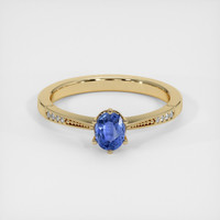 0.40 Ct. Blue Sapphire Ring, 18K Yellow Gold 1