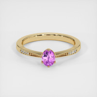 0.52 Ct. Pink Sapphire Ring, 18K Yellow Gold 1