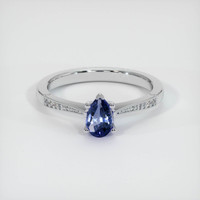 0.50 Ct. Blue Sapphire Ring, 14K White Gold 1