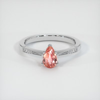 0.83 Ct. Padparadscha Sapphire Ring, 14K White Gold 1