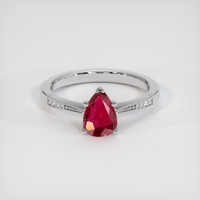 1.10 Ct. Purplish Red Ruby Ring, 14K White Gold 1