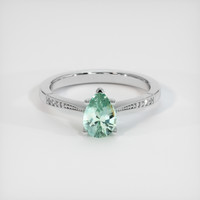 1.14 Ct. Bluish Green Sapphire Ring, 14K White Gold 1
