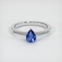 0.58 Ct. Blue Sapphire Ring, 18K White Gold 1