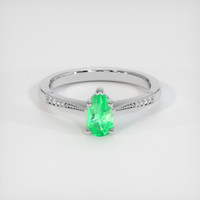 0.50 Ct. Emerald Ring, 18K White Gold 1